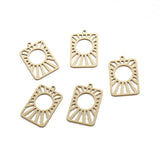 6pcs Raw Brass Rectangle Frame Charm Pendant for DIY Jewelry Making