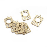 6pcs Raw Brass Rectangle Frame Charm Pendant for DIY Jewelry Making