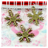 50Pcs Snowflake Pendant Charms for DIY Jewelry Making Antique Bronze 24.5*19MM