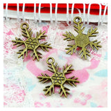 50Pcs Snowflake Pendant Charms for DIY Jewelry Making Antique Bronze 24.5*19MM