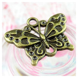 50pcs Antique Bronze Butterfly Charm Pendant for Diy Necklace Making