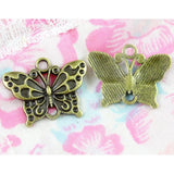 50pcs Antique Bronze Butterfly Charm Pendant for Diy Necklace Making