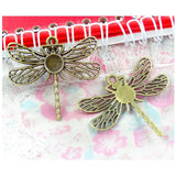 20Pcs Round 8MM Base Vintage Bronze Dragonfly Pendant Blanks