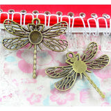 20Pcs Round 8MM Base Vintage Bronze Dragonfly Pendant Blanks