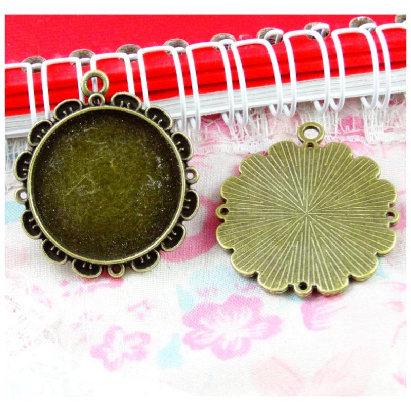 20pcs 25mm Antique Bronze Blank Base Setting Tray Pendants DIY