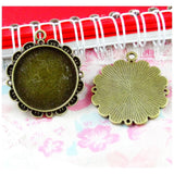20pcs 25mm Antique Bronze Blank Base Setting Tray Pendants DIY