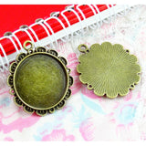 20pcs 25mm Antique Bronze Blank Base Setting Tray Pendants DIY