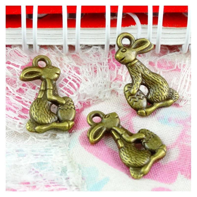 80pcs Antique Bronze Rabbit Charms Pendant DIY Jewelry