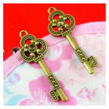 30pcs Antique Bronze Key Charms Pendant 42.2*15MM