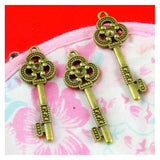 30pcs Antique Bronze Key Charms Pendant 42.2*15MM