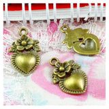 100pcs Antique Bronze Love Heart Charms DIY Jewelry Making 18*11mm