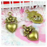 100pcs Antique Bronze Love Heart Charms DIY Jewelry Making 18*11mm