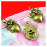 100pcs Antique Bronze Love Heart Charms DIY Jewelry Making 18*11mm