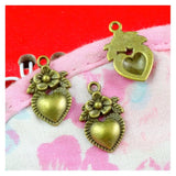 100pcs Antique Bronze Love Heart Charms DIY Jewelry Making 18*11mm