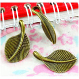 50PCS Antique Bronze Tree Leaf Charms Pendants DIY Jewelry Findings 16x27.5MM