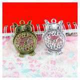 10pcs Owl Clock Charms Antique Bronze/Silver Plated Pendant