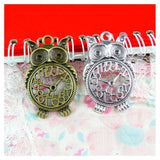 10pcs Owl Clock Charms Antique Bronze/Silver Plated Pendant