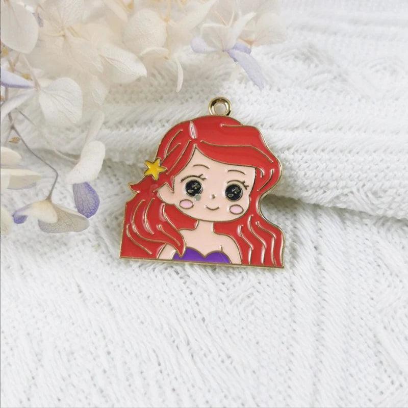 Enamel Princess Charms for DIY Jewelry Making 10pcs