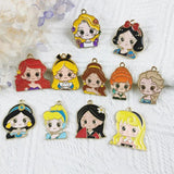 Enamel Princess Charms for DIY Jewelry Making 10pcs
