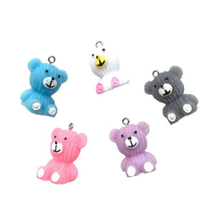 10Pcs 3D Textured Bear Pendants for DIY Necklaces Keychain Jewelry Making