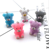10Pcs 3D Textured Bear Pendants for DIY Necklaces Keychain Jewelry Making