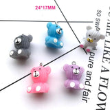 10Pcs 3D Textured Bear Pendants for DIY Necklaces Keychain Jewelry Making