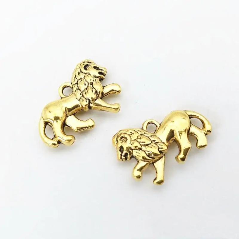 50pcs Tibetan Silver Lion Charms Antique Bronze Pendants DIY Jewelry