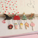 10pcs Magic Hat Wool Cap Wine Jar Single Sofa Enamel Charms Pendant
