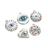 10pcs Mixed Round Heart Eye Charms Crystal Pendant for DIY Jewelry
