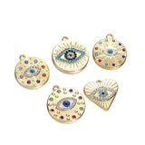 10pcs Mixed Round Heart Eye Charms Crystal Pendant for DIY Jewelry