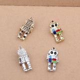 10pcs 12x27MM Metal Enamel Robot Charms Pendants DIY Jewelry Accessories