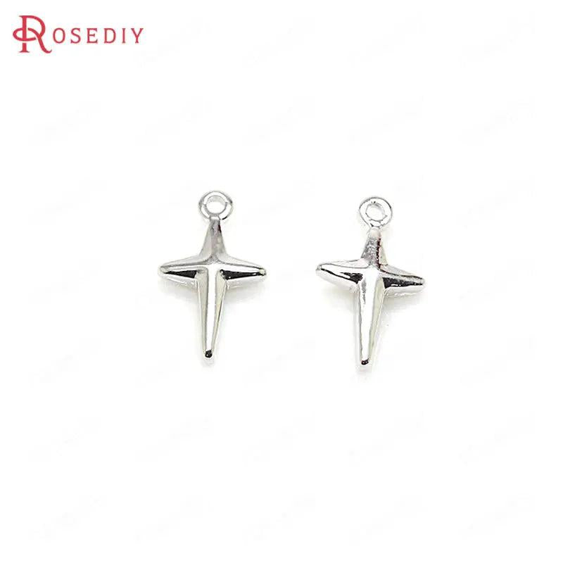 20pcs 12x6.5mm Brass Cross Star Charms Jewelry Findings