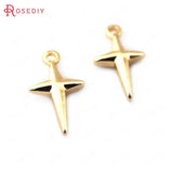 20pcs 12x6.5mm Brass Cross Star Charms Jewelry Findings