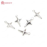 20pcs 12x6.5mm Brass Cross Star Charms Jewelry Findings
