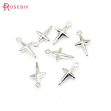 20pcs 12x6.5mm Brass Cross Star Charms Jewelry Findings