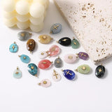 4pcs Stainless Steel Natural Stone Water Drop Charms Pendants