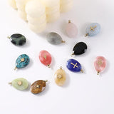 4pcs Stainless Steel Natural Stone Water Drop Charms Pendants