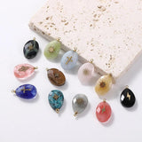 4pcs Stainless Steel Natural Stone Water Drop Charms Pendants