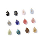 4pcs Stainless Steel Natural Stone Water Drop Charms Pendants