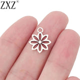 50pcs Tibetan Silver Flower Charms Pendants Beads DIY Jewelry Findings
