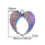 5pcs Rainbow Heart Wing Charms 69x66mm Earring Crafts Pendant