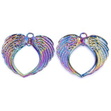5pcs Rainbow Heart Wing Charms 69x66mm Earring Crafts Pendant
