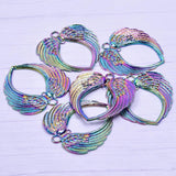 5pcs Rainbow Heart Wing Charms 69x66mm Earring Crafts Pendant
