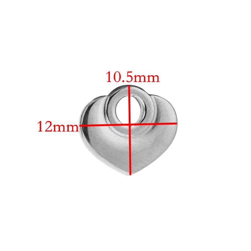 10pcs Heart Pendants Stainless Steel DIY Love Jewelry Making