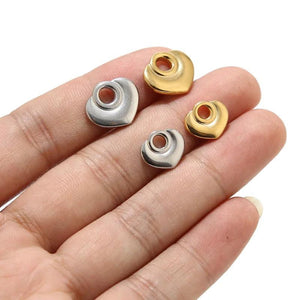 10pcs Heart Pendants Stainless Steel DIY Love Jewelry Making