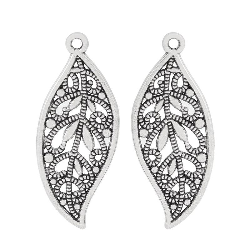 Tibetan Silver/Gold Leaf Charms Pendants for Jewelry Making