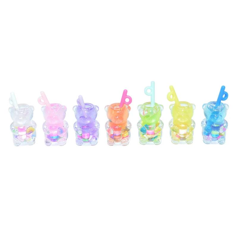 10pcs Cartoon Bear Drinks Charms DIY Jewelry Findings