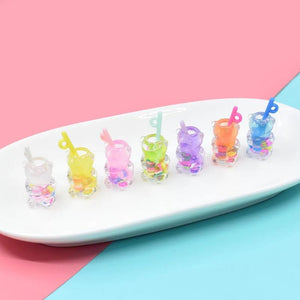 10pcs Cartoon Bear Drinks Charms DIY Jewelry Findings