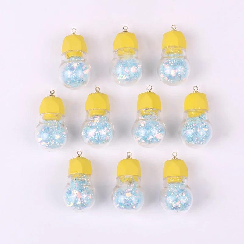 5pcs Light Bulb Shape Charms Pendant for Jewelry Making Findings