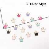 60pcs Crown Enamel Charms Mix Pendants for DIY Jewelry Making